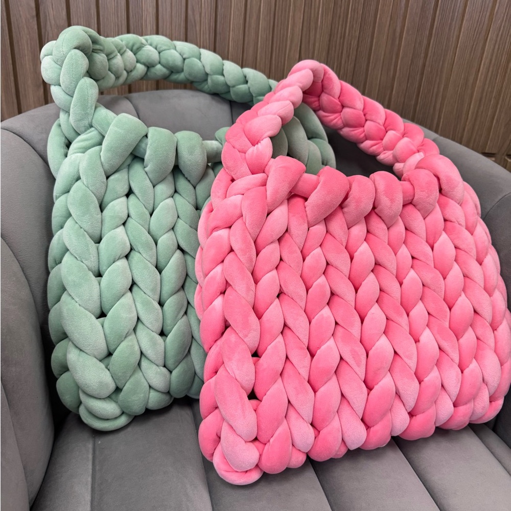 Chunky Knit Pink Handmade Crochet Handbag